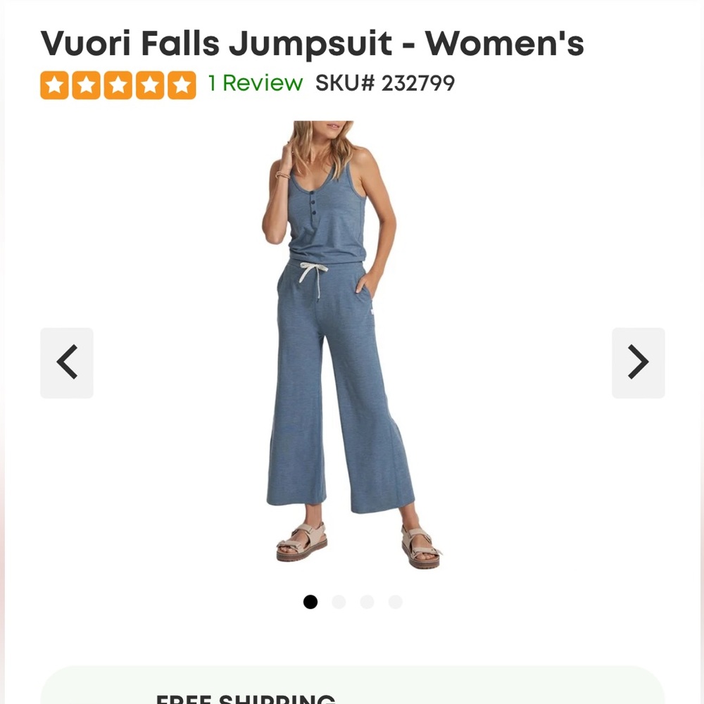 Vuori Women’s Falls Jumpsuit Blue Small